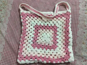 Handmade Crochet Tote Bag | Cute Pink & White | Premium Handmade