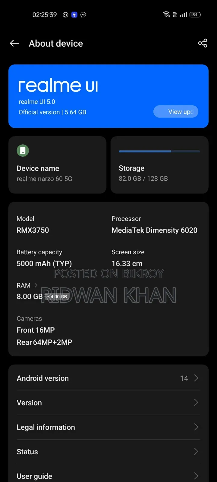 Realme Narzo 60 128 GB Black