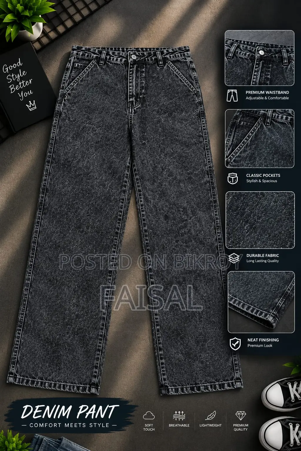 Semi Baggy Cargo Denim Pant