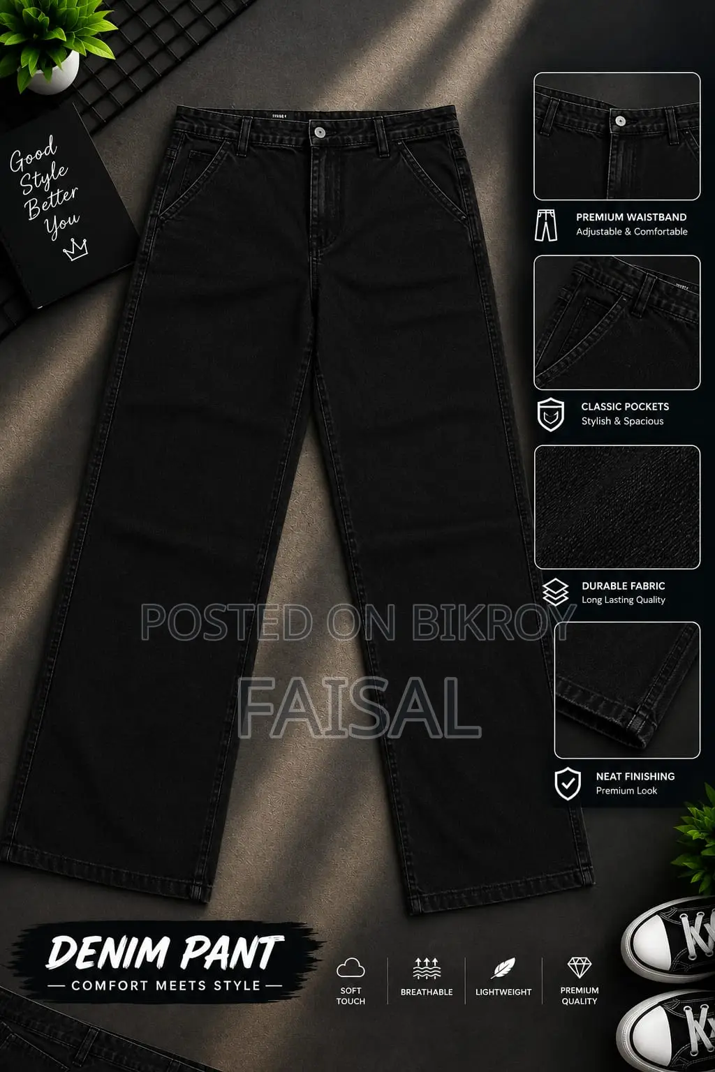 Semi Baggy Cargo Denim Pant