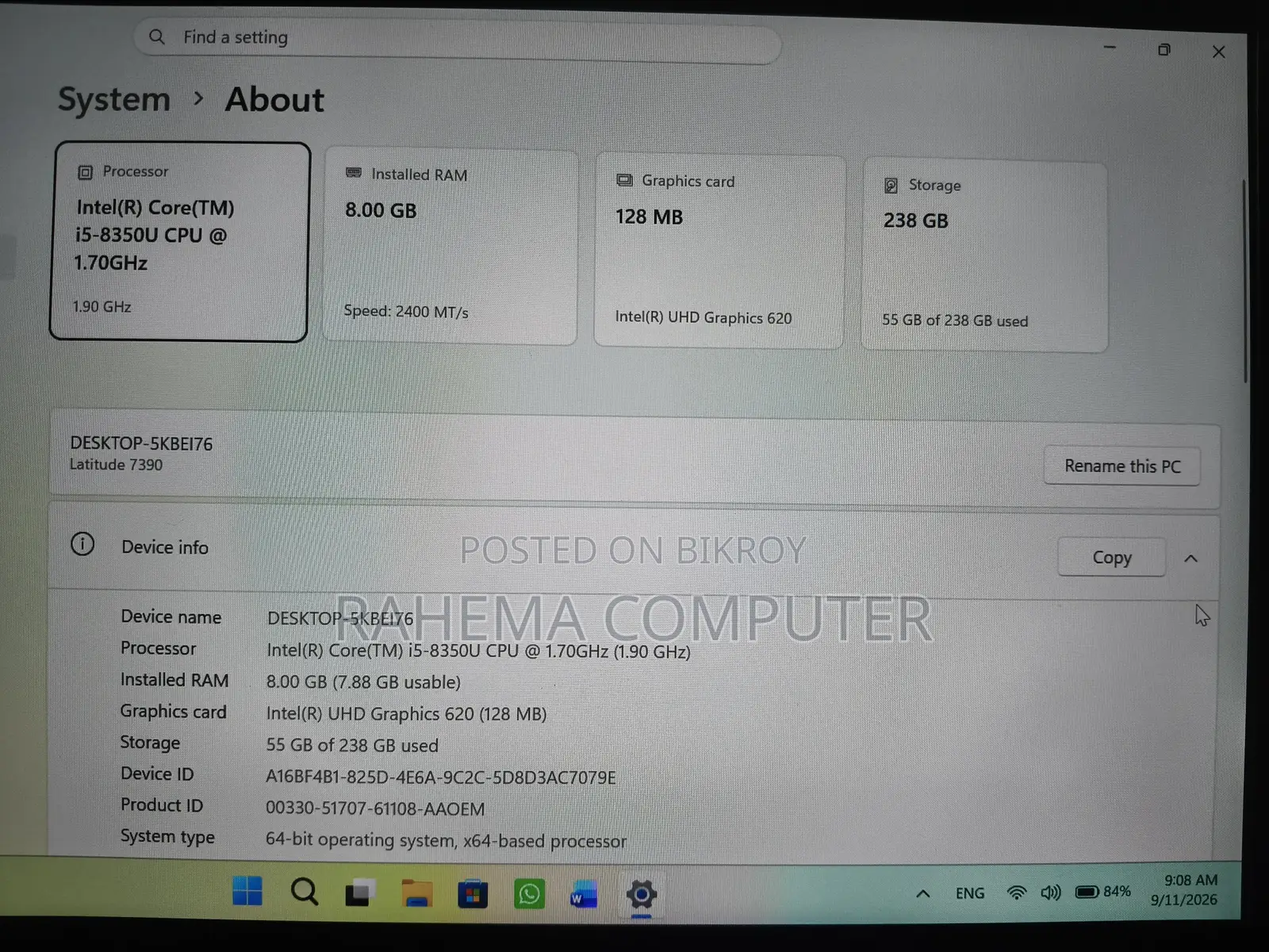 Laptop Dell Latitude 7390 8GB Intel Core I5 SSD 256GB
