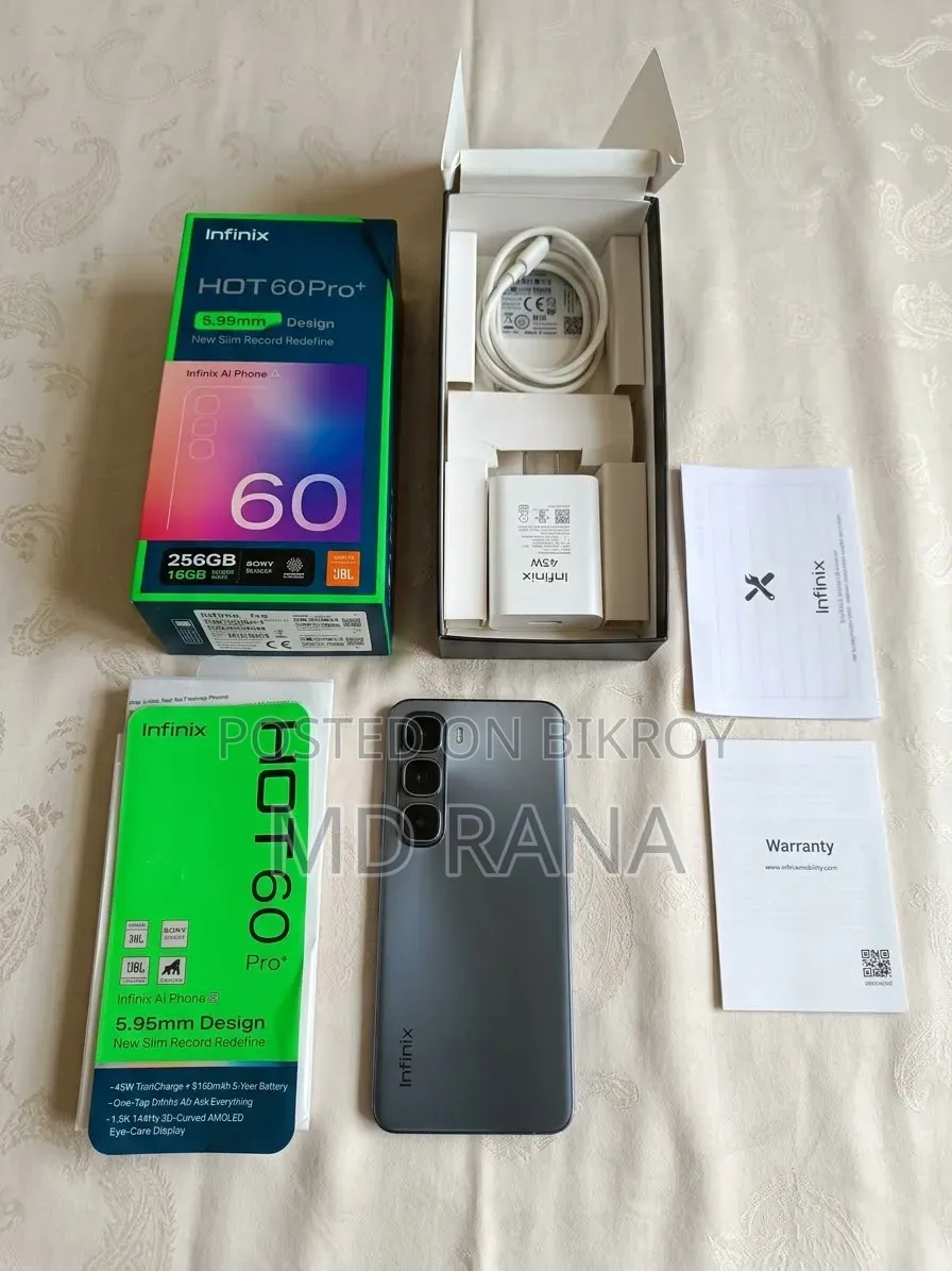 নতুন ইনফিনিক্স হট ৬০ প্রো+ ২৫৬ জিবি ব্ল্যাক