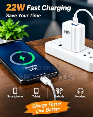 MKB GP105 22W Fast Charger + Type-C Cable | 2 in 1 Fast Charging