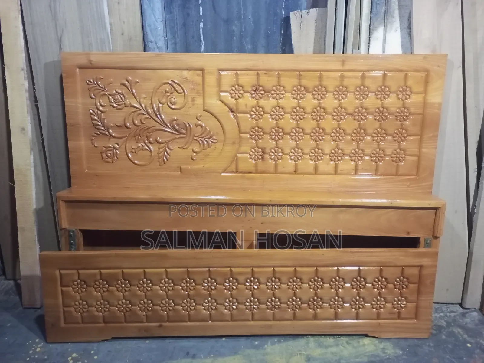 Mahogany wood semi-box bed