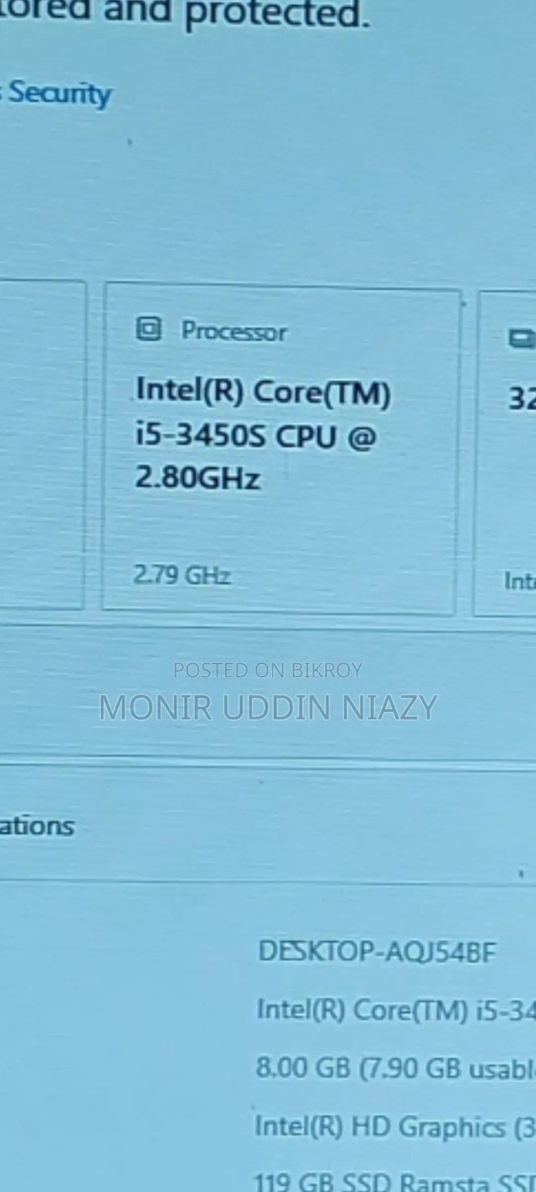 Desktop Computer 8GB Intel Core I5 SSD 128GB