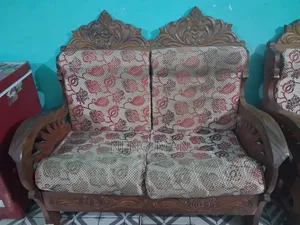 Wooden 5-Seater Sofa Set