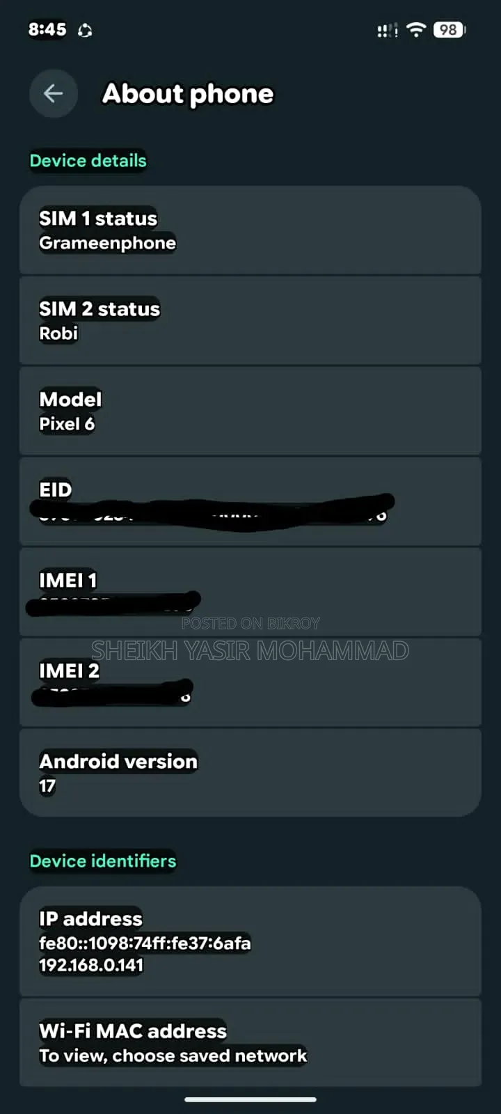 Google Pixel 6 128 GB Black