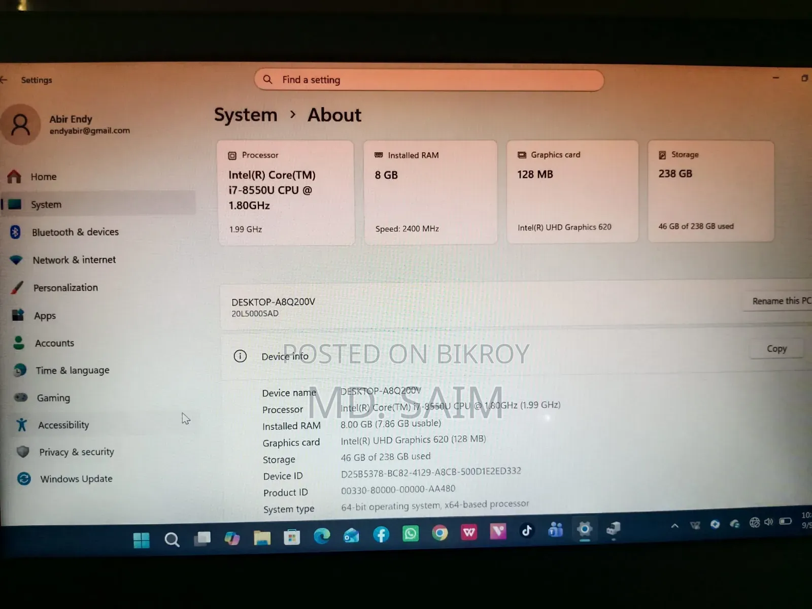 Laptop Lenovo A7 8GB Intel Core I7 HDD 256GB