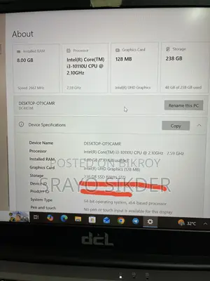 Laptop 8GB Intel Core i3 SSD 256GB