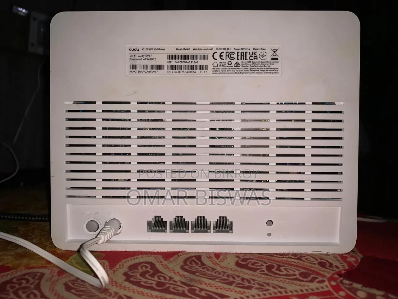 Cudy Lt400e N300 4G Sim Router