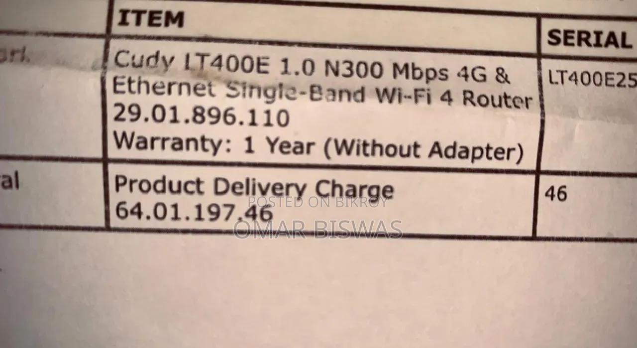 Cudy Lt400e N300 4G Sim Router