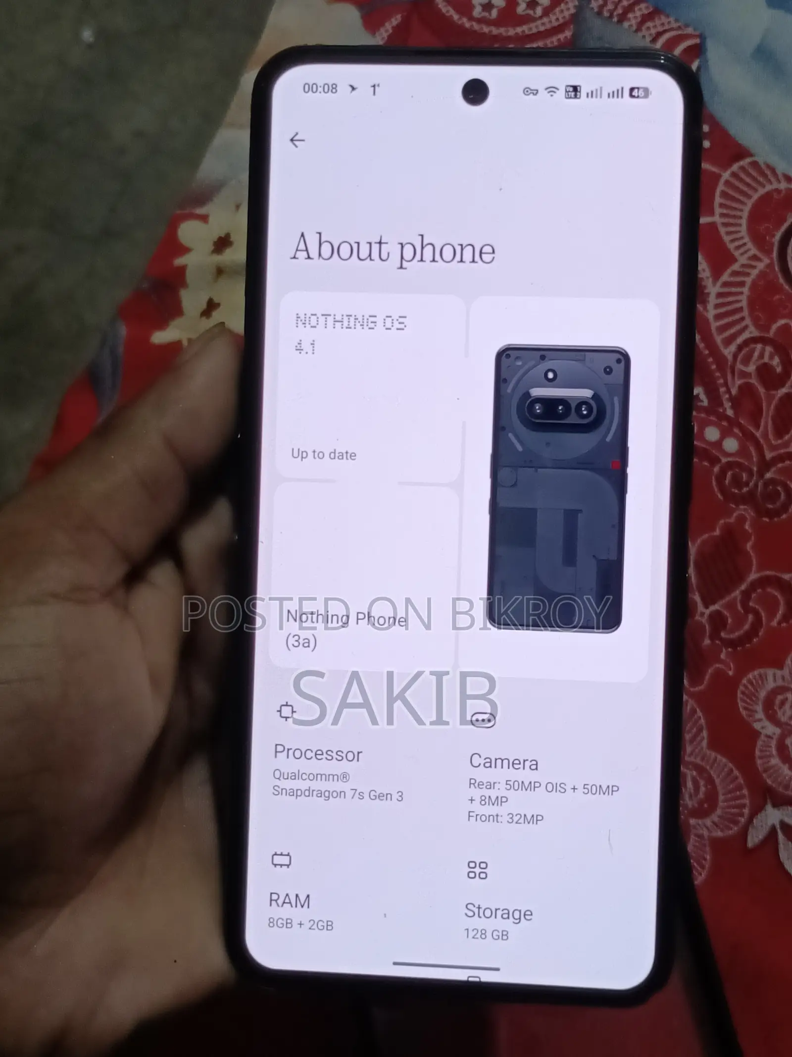 নাথিং ফোন ৩এ ১২৮ জিবি কালো