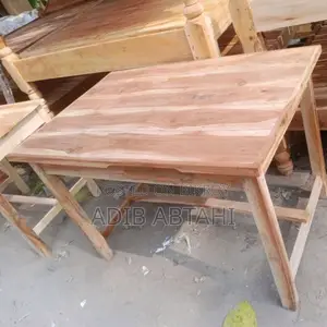 কাঠের সিঙ্গেল চৌকি ও কাঠের টেবিল