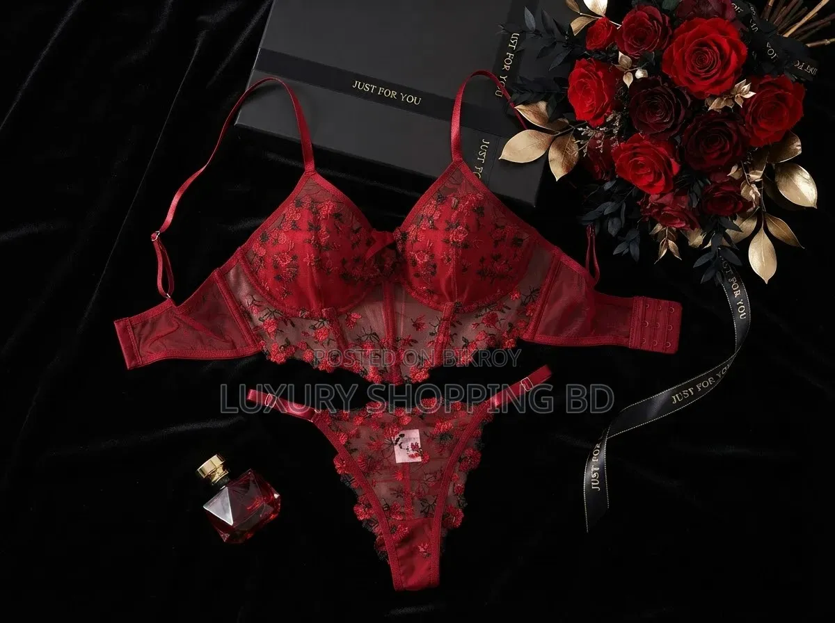 Premium Floral Embroidered Lace Bra & Panty Set for Women
