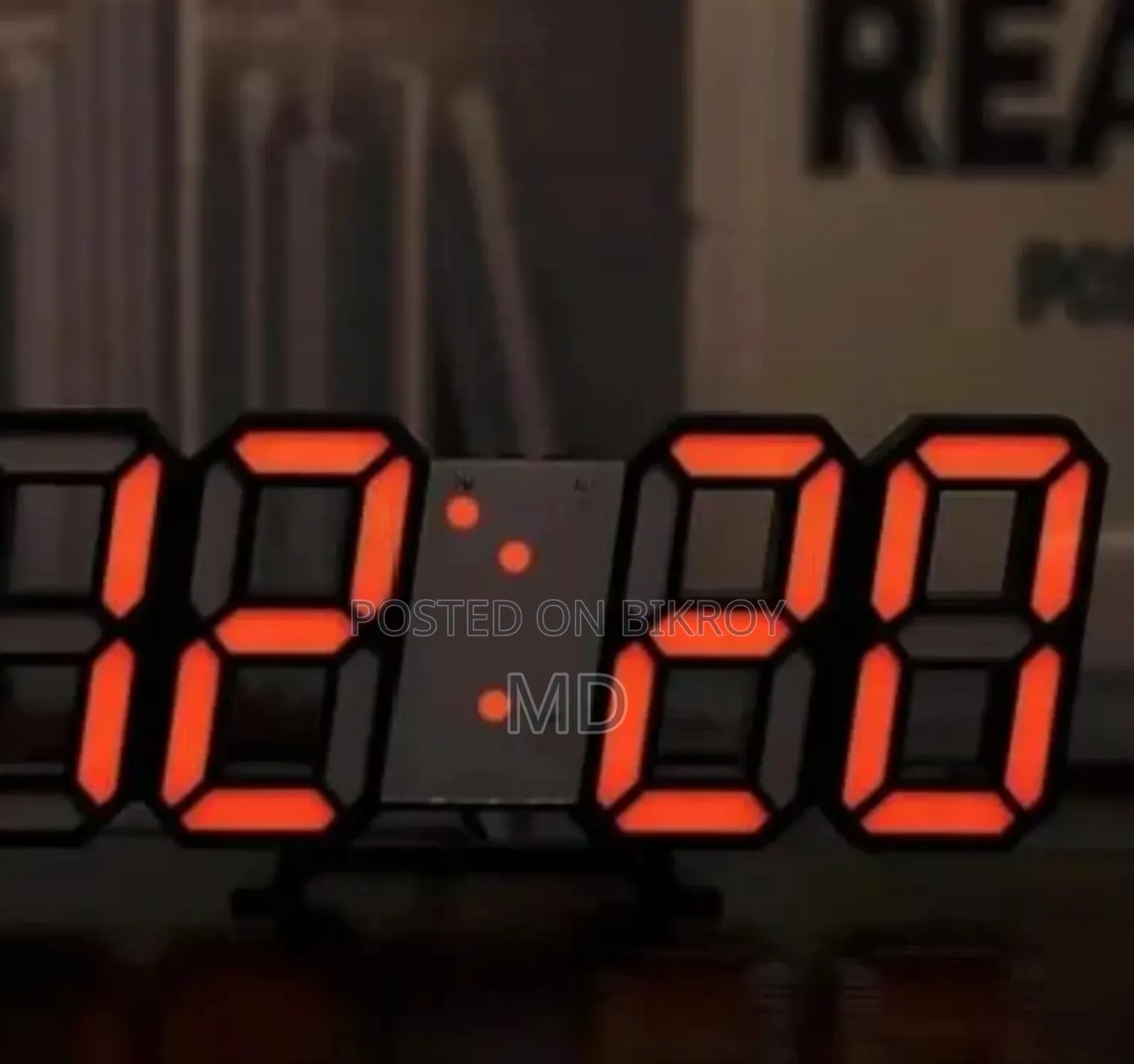 3D Large LED Digital Wall Clock With Alarm & Temperature Display