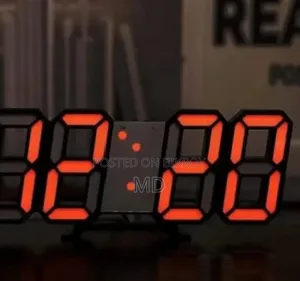 3D Large LED Digital Wall Clock With Alarm & Temperature Display