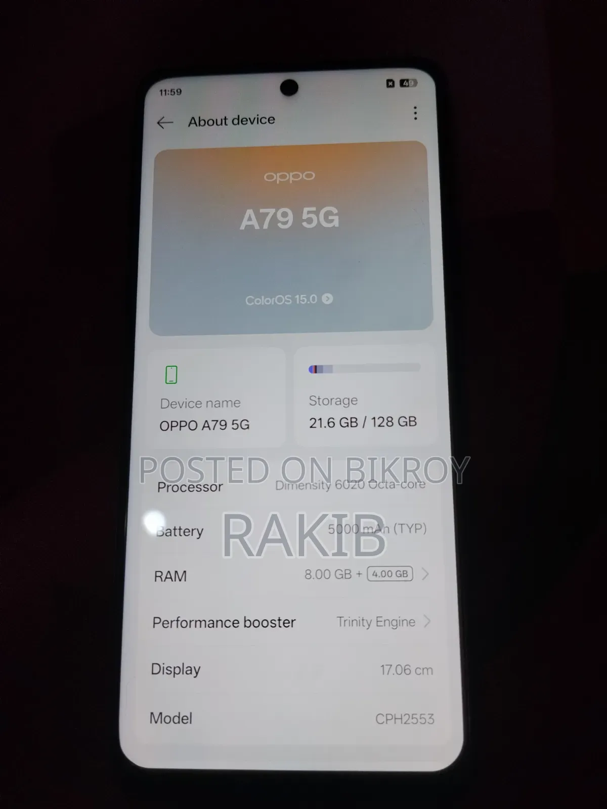 New Oppo A79 5G 256 GB Gray
