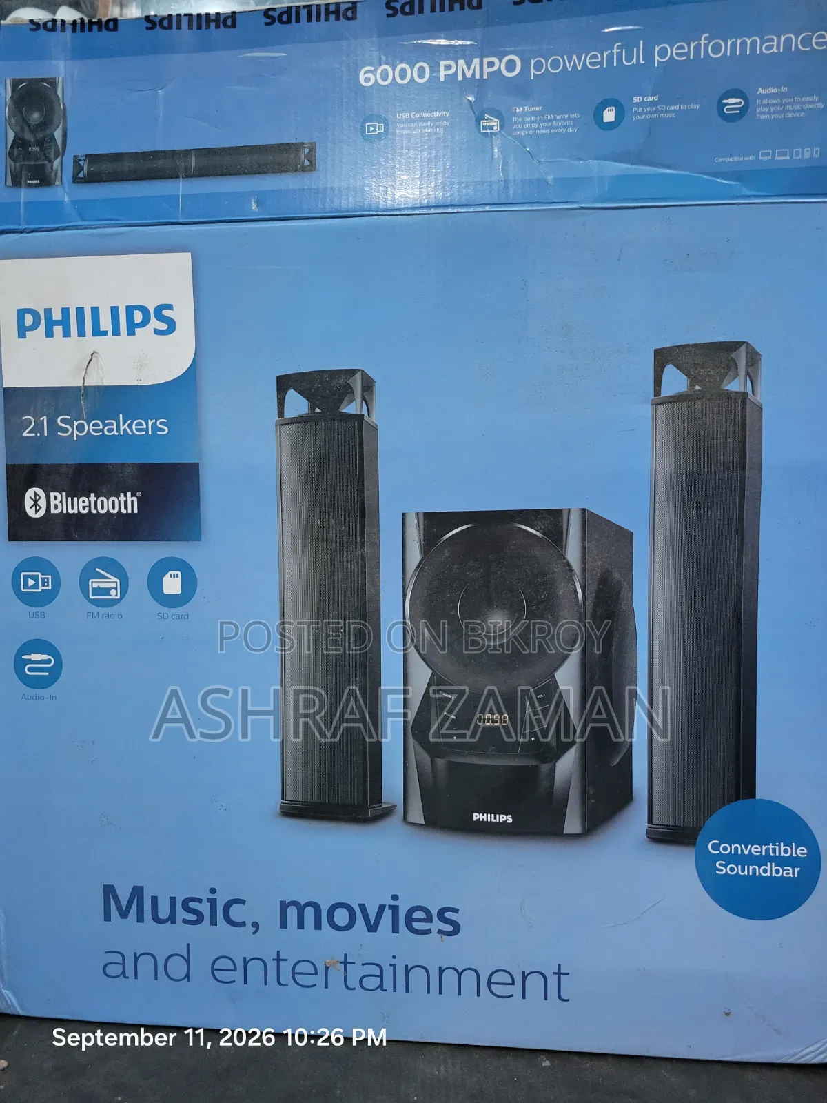 Philips MMS2160B (2:1) Sound Bar System Speaker With Remote