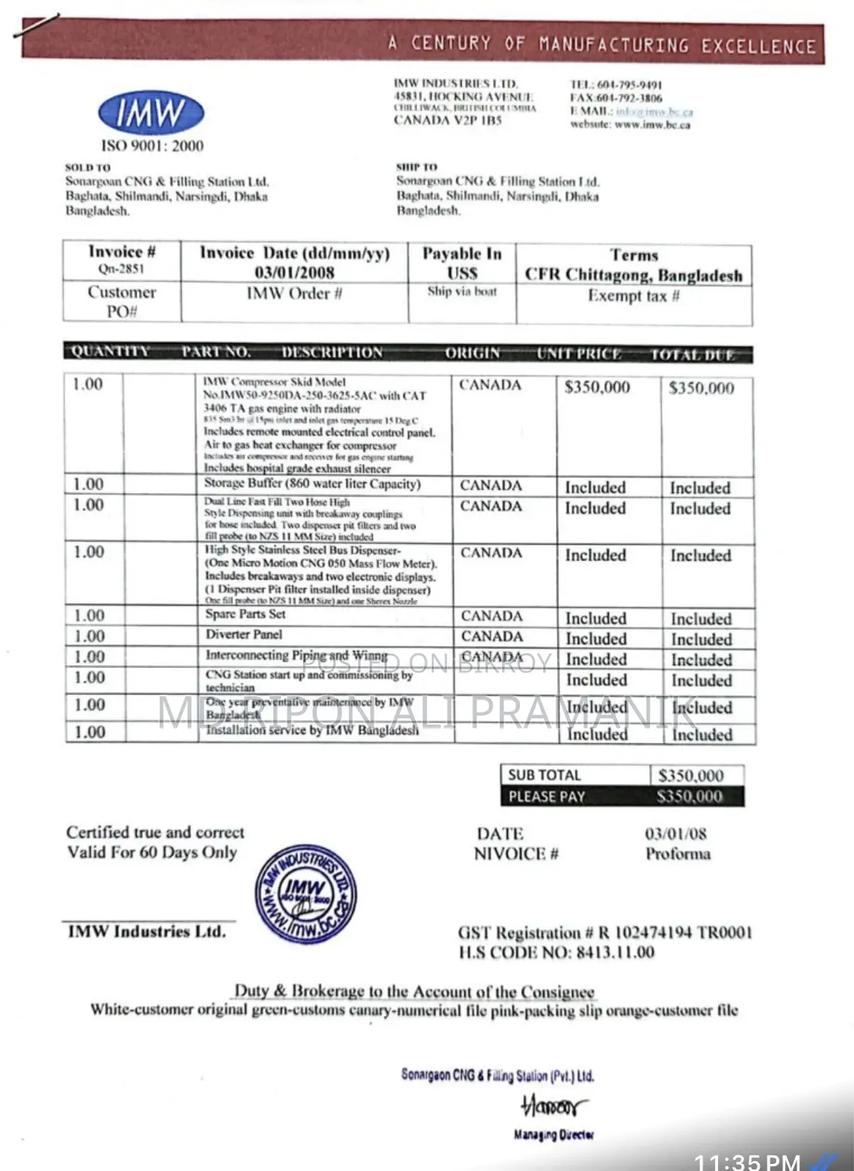 Sell CNG Filling Station PVT LTD