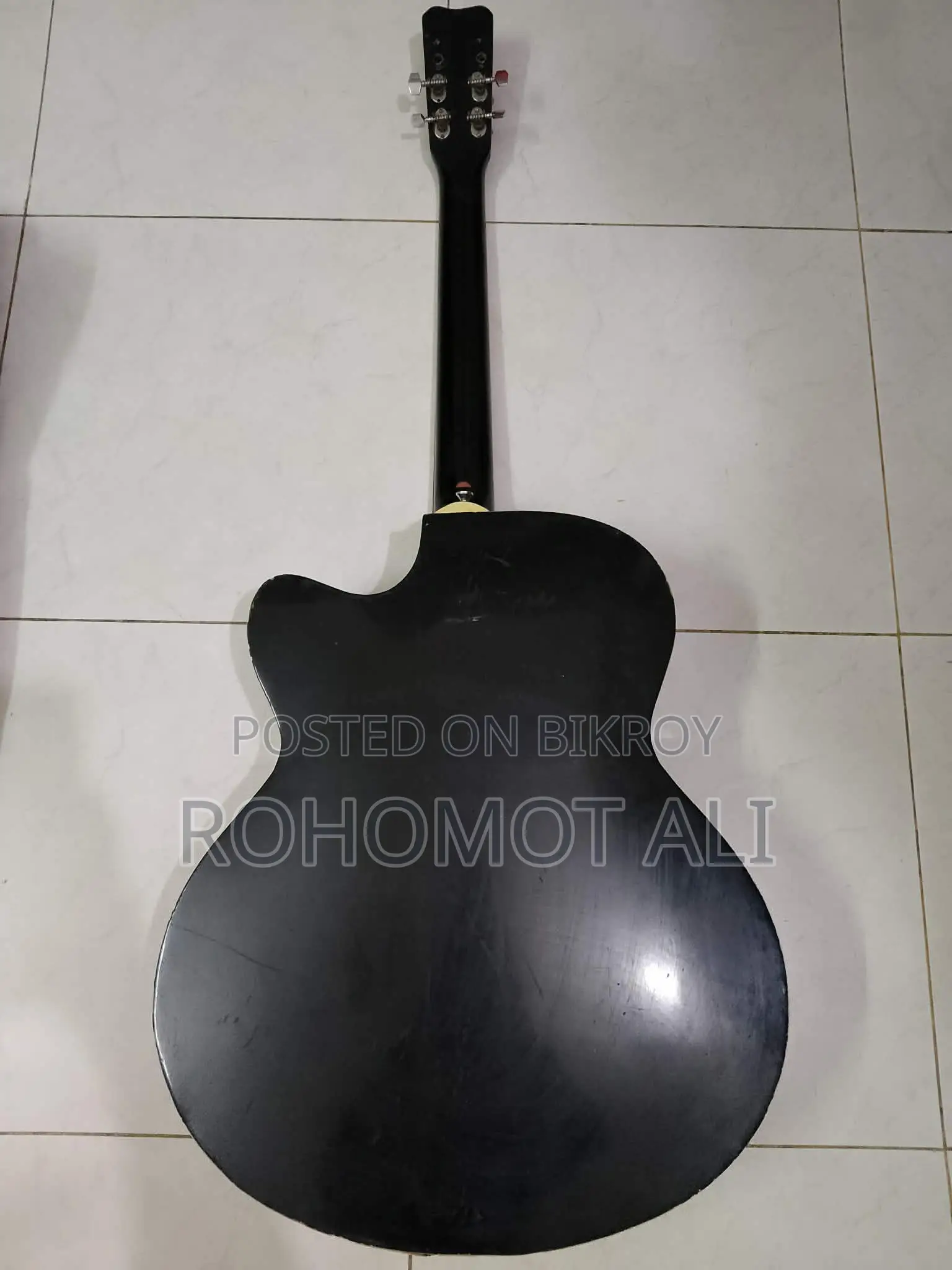 Custom Black Acoustic-Electric Guitar With Treble Clef Pickguard