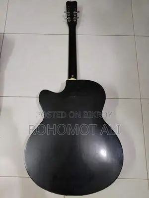 Custom Black Acoustic-Electric Guitar With Treble Clef Pickguard
