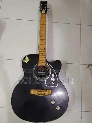 Custom Black Acoustic-Electric Guitar With Treble Clef Pickguard