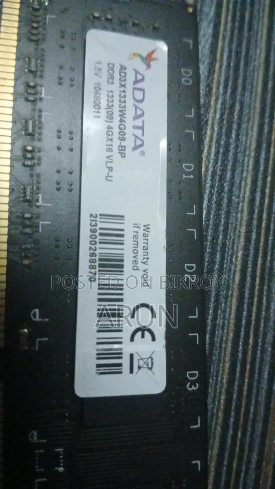 Adata Ddr3 4gb Desktop Ram