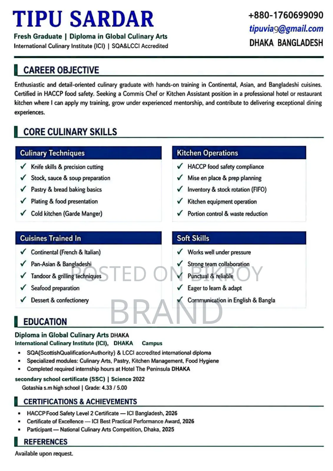 Commis Chef | Professional Chef Level 1