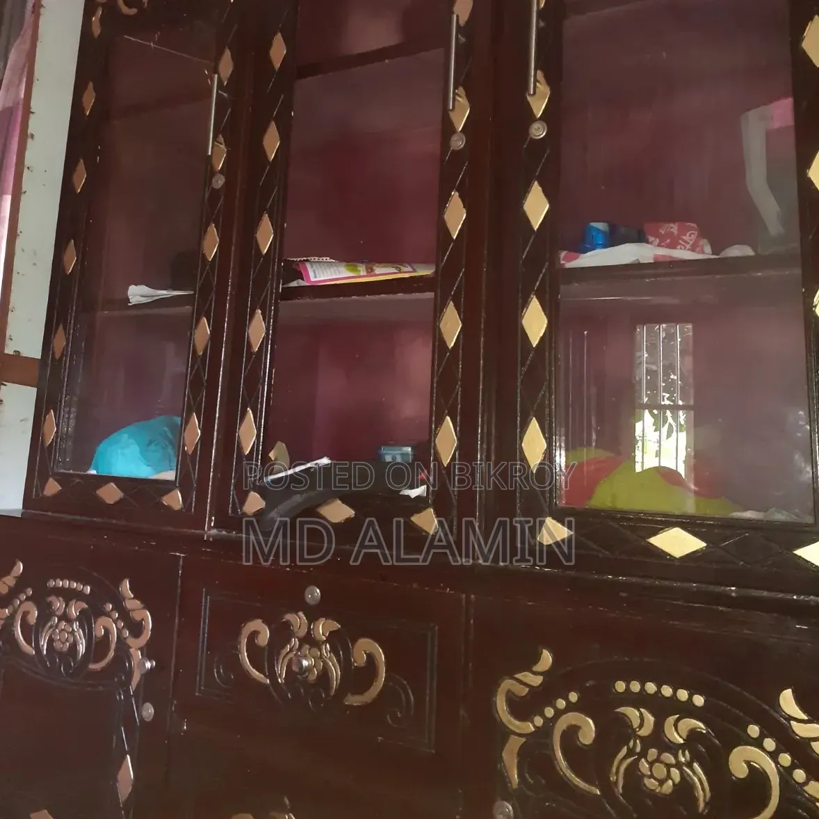 3-part wooden wall showcase