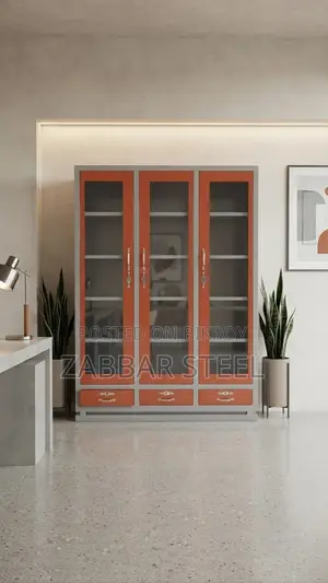 Modern Design Premium 3-Door Steel Showcase