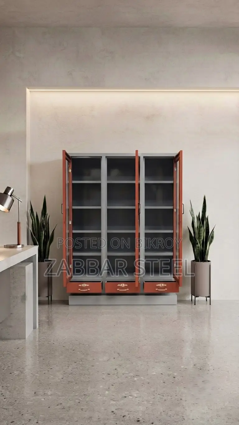 Modern Design Premium 3-Door Steel Showcase