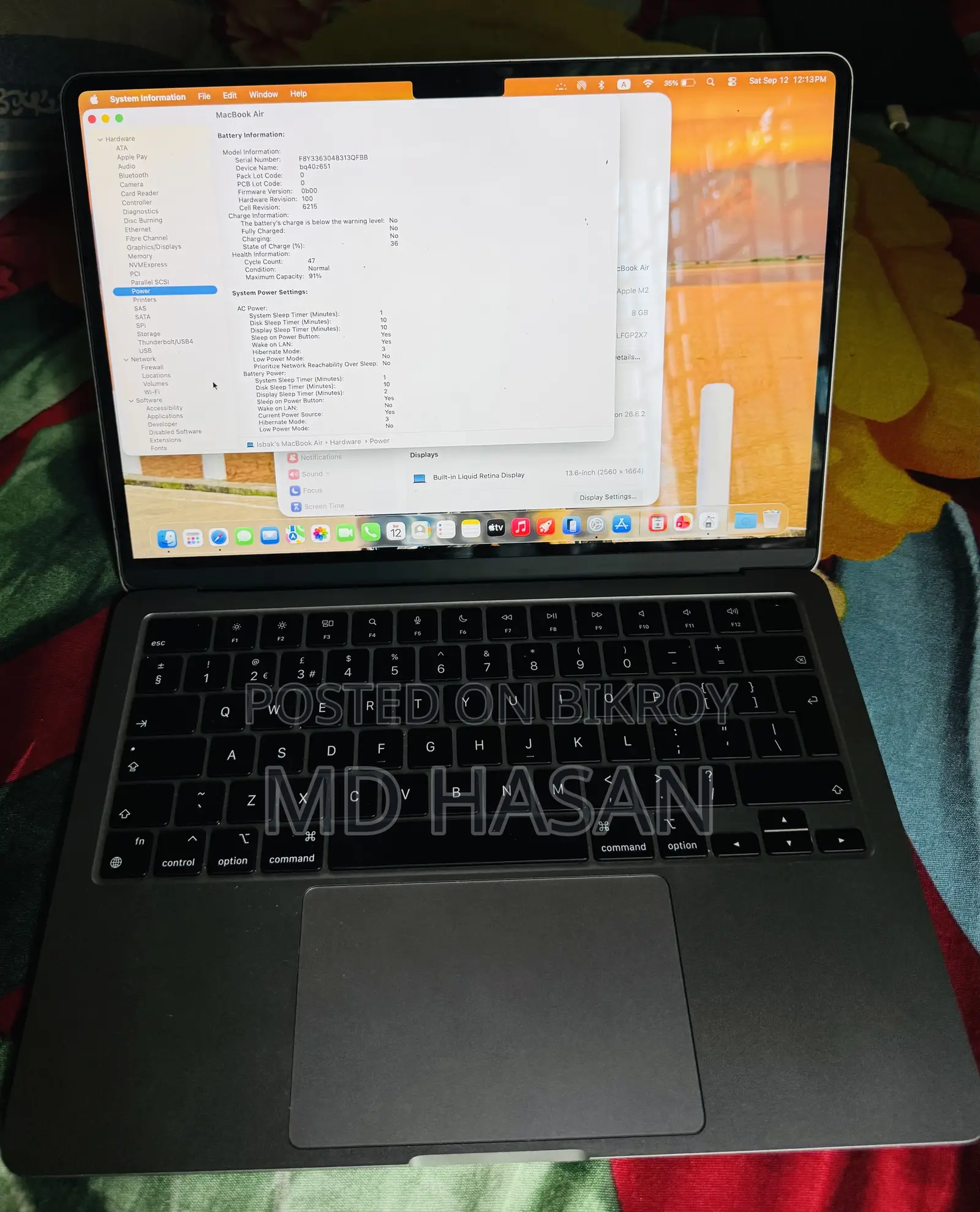Laptop Apple MacBook Air 2022 M2 8GB Apple M2 SSD 256GB