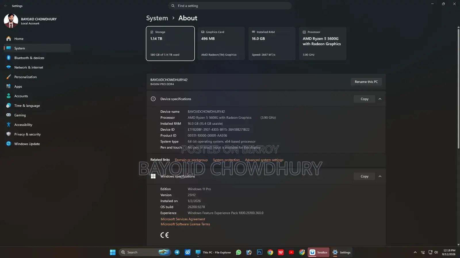 Desktop Computer Asus A4110 18GB AMD Ryzen 5 HDD 1T