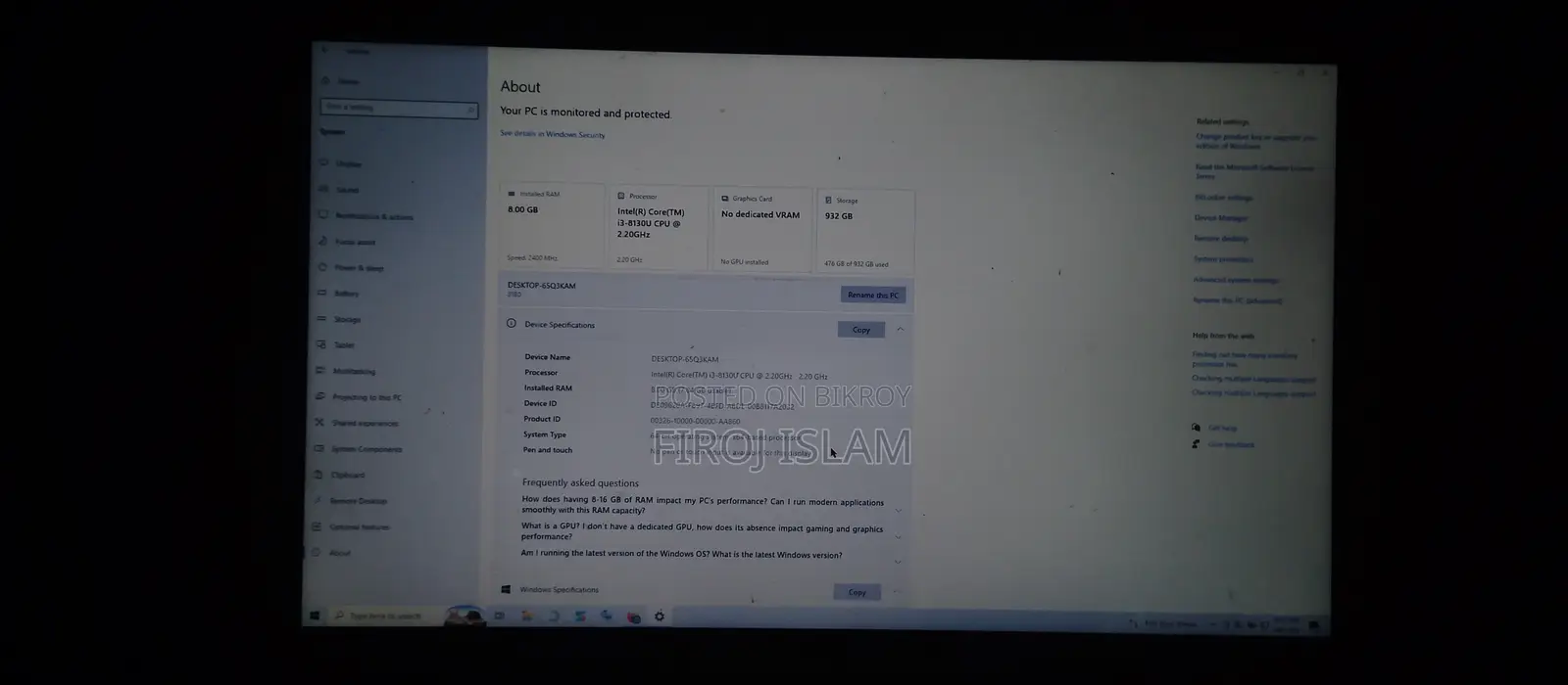 Laptop Lenovo IdeaPad 330 8GB Intel Core i3 1TB HDD