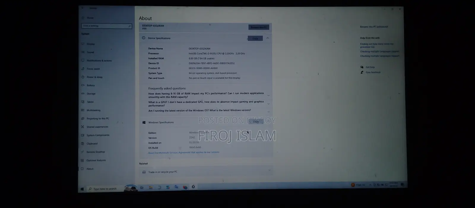 Laptop Lenovo IdeaPad 330 8GB Intel Core i3 1TB HDD
