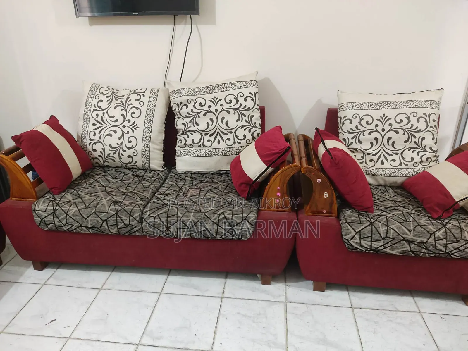 5 Seater Sofa Set and Metal Bed