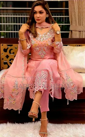 Pakistani Design Four Piece Sada Bahar Tissue Laser Cut.