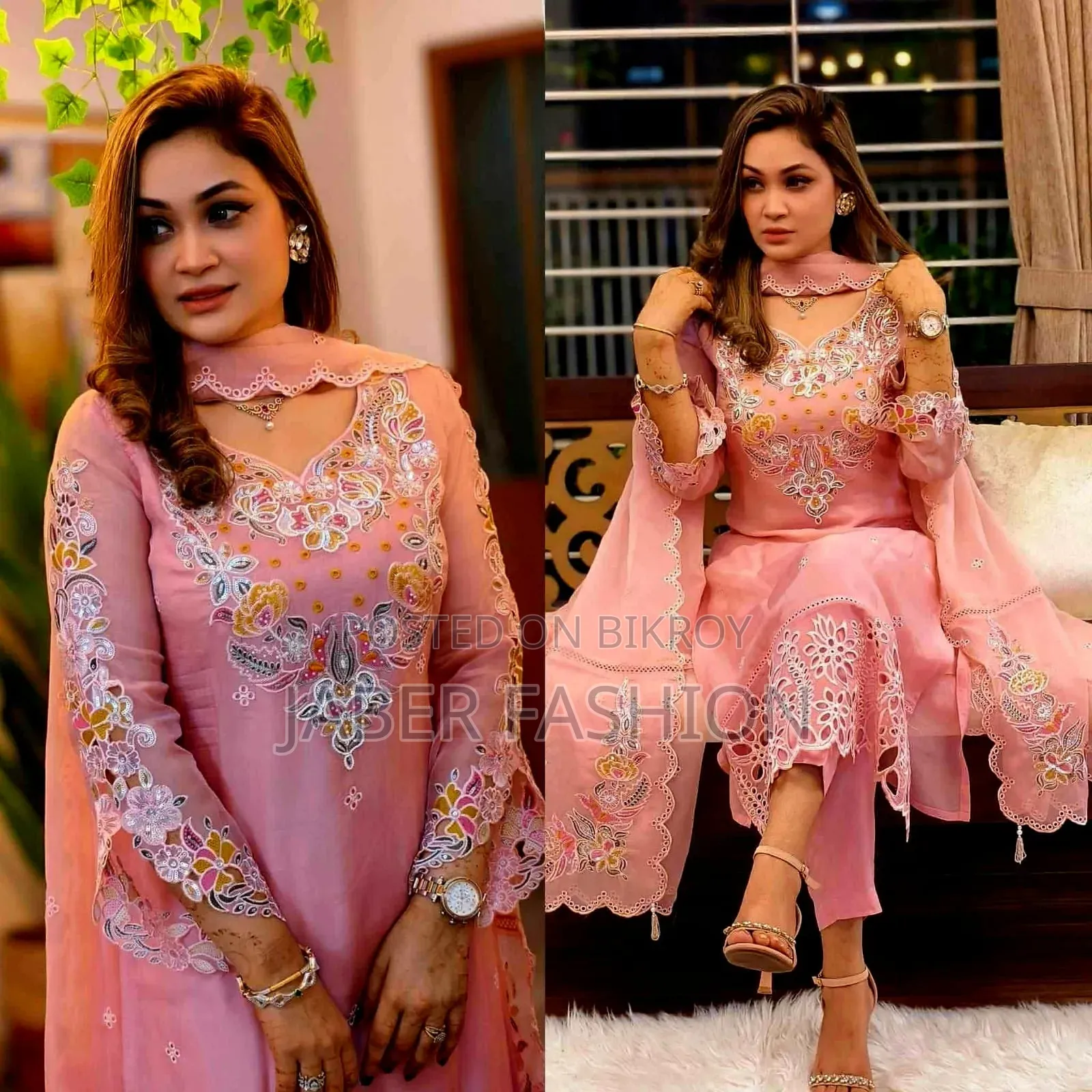 Pakistani Design Four Piece Sada Bahar Tissue Laser Cut.