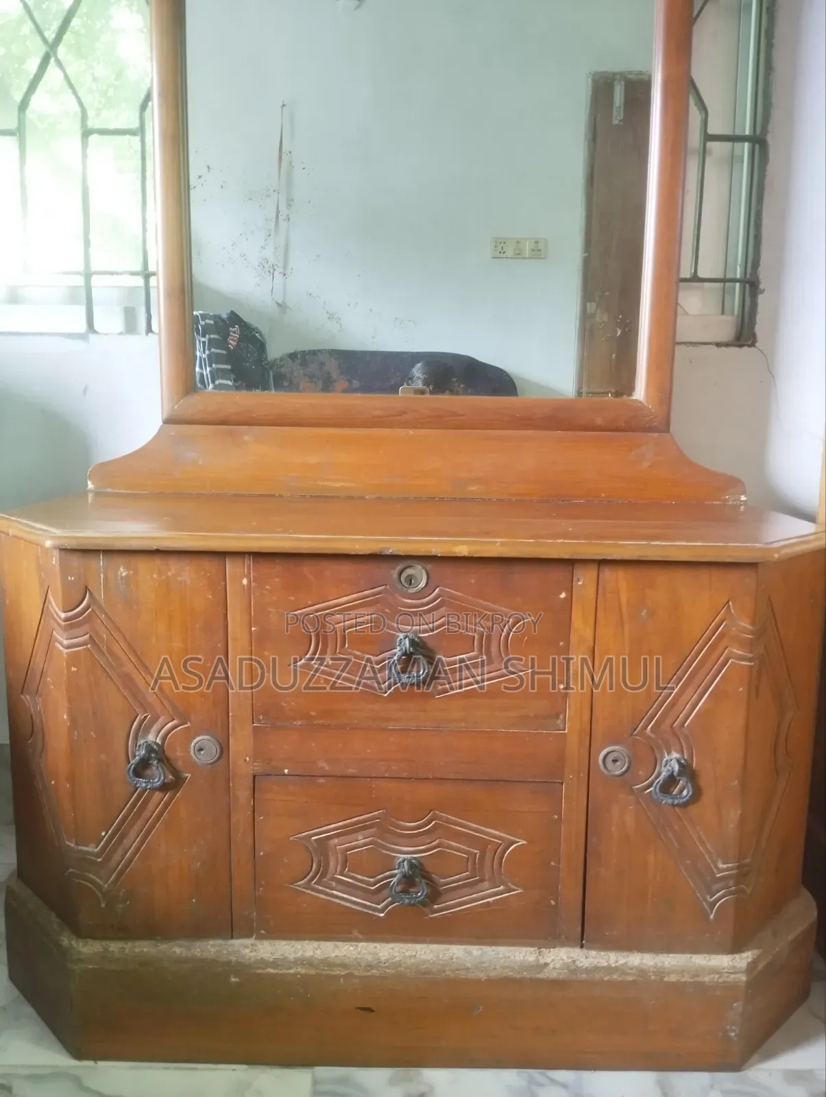 Original Teak Wood Dressing Table 5.9'×3'