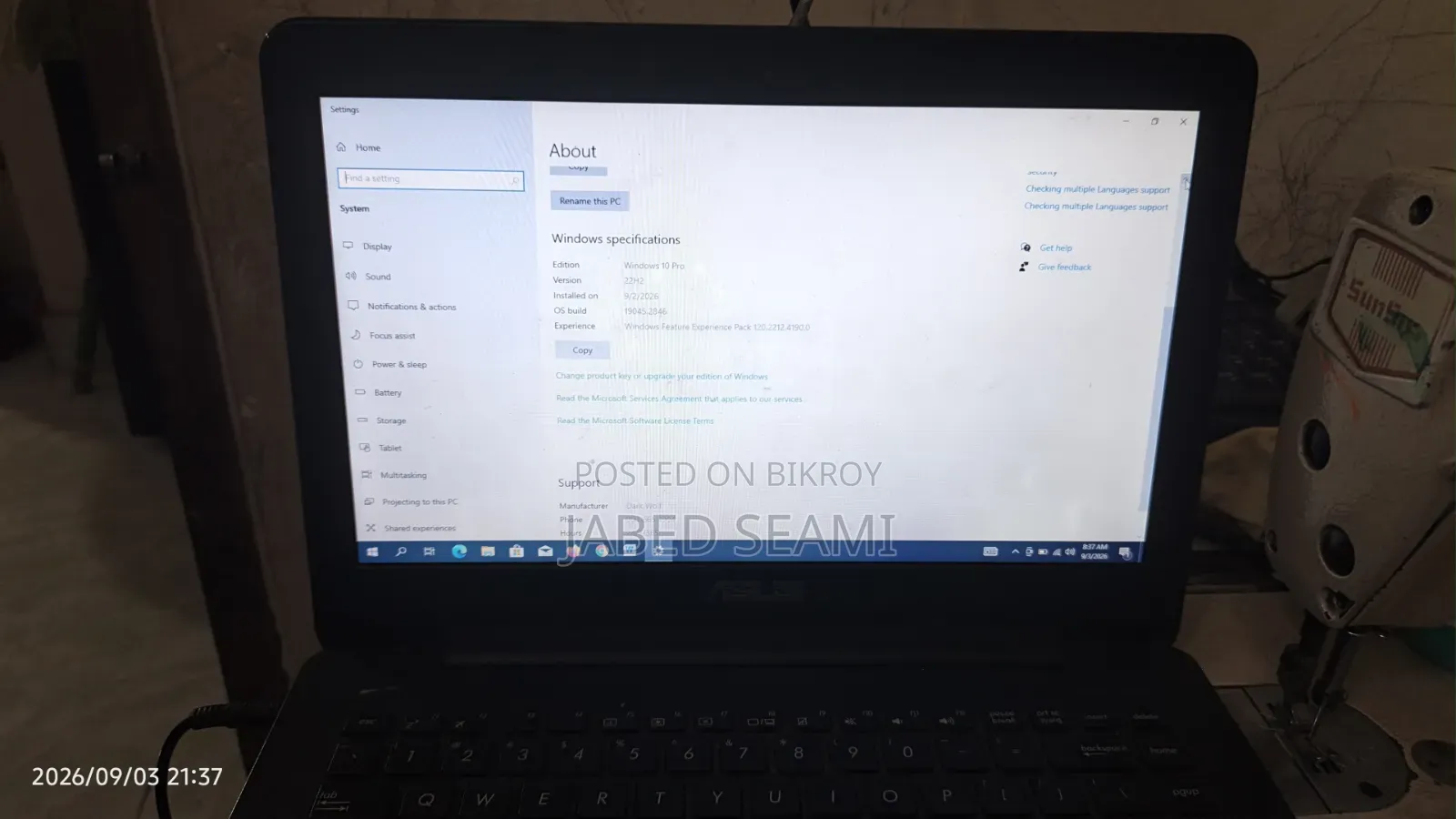 Laptop ASUS A52F 8GB Intel Core I3 HDD+SSD 512GB