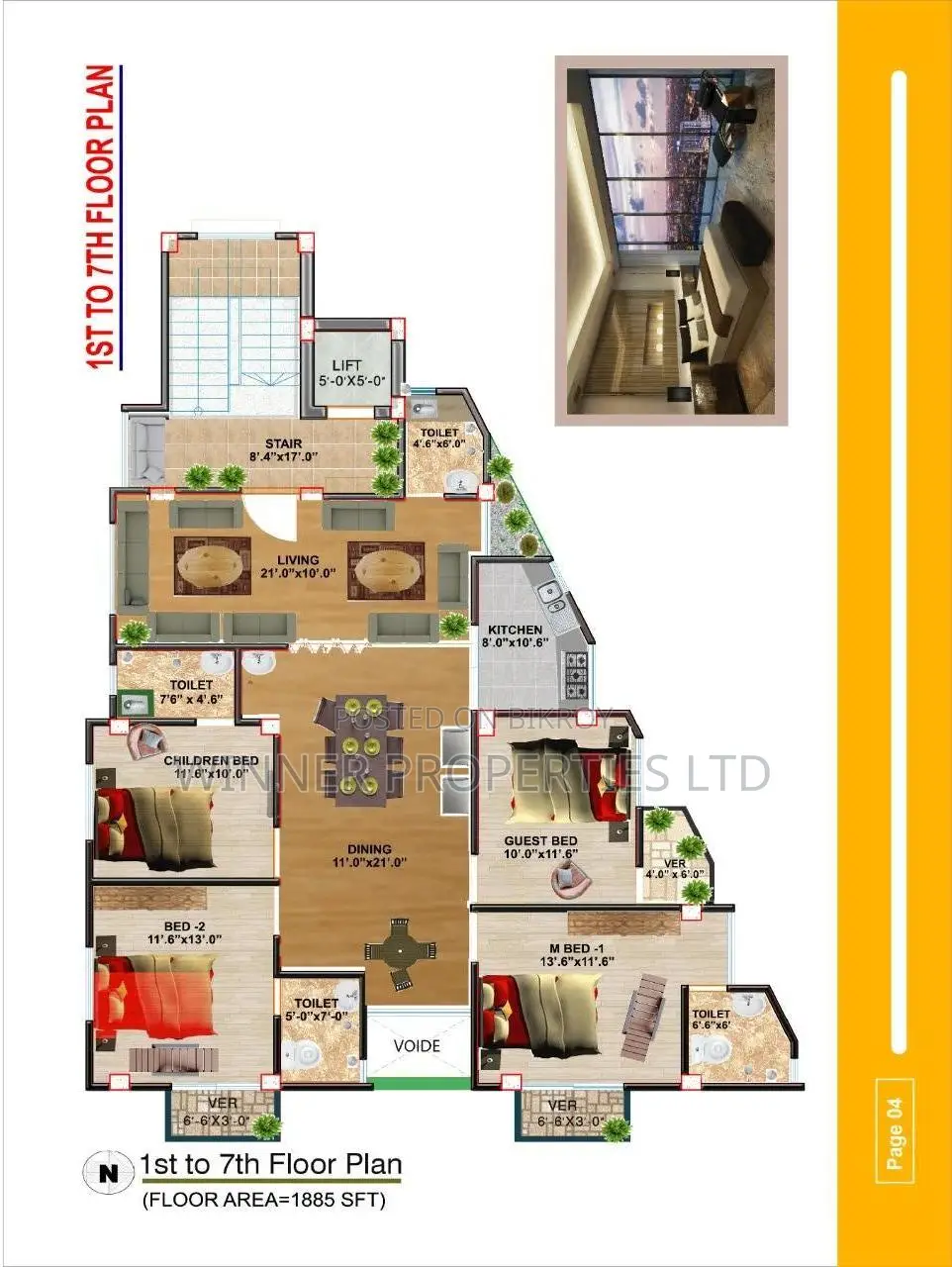 4-Bedroom Apartment in Winner Aman Palace, Uttara for sale