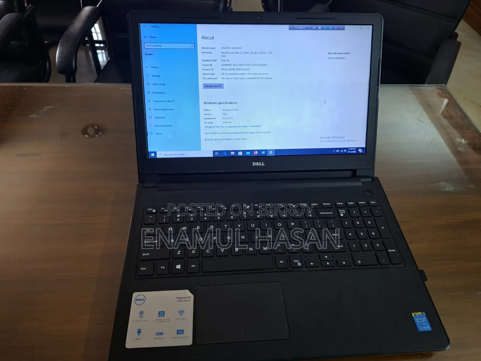 Laptop Dell Inspiron 15 3000 8GB Intel Core i5 HDD+SSD 1TB