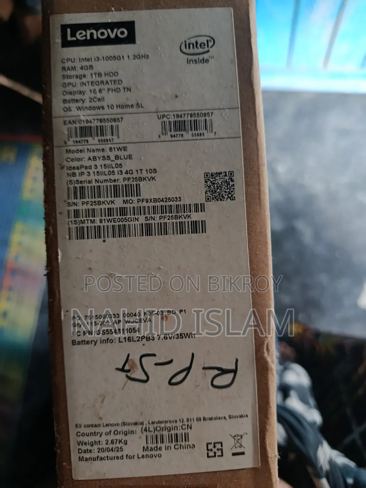 Laptop Lenovo Ideapad 3-14iil05 4GB Intel Core I3 SSHD+SSD 1T