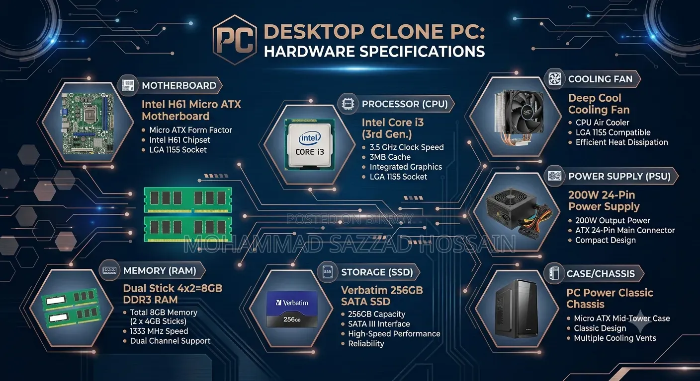 New Desktop Computer 8GB Intel Core i3 SSD 256GB