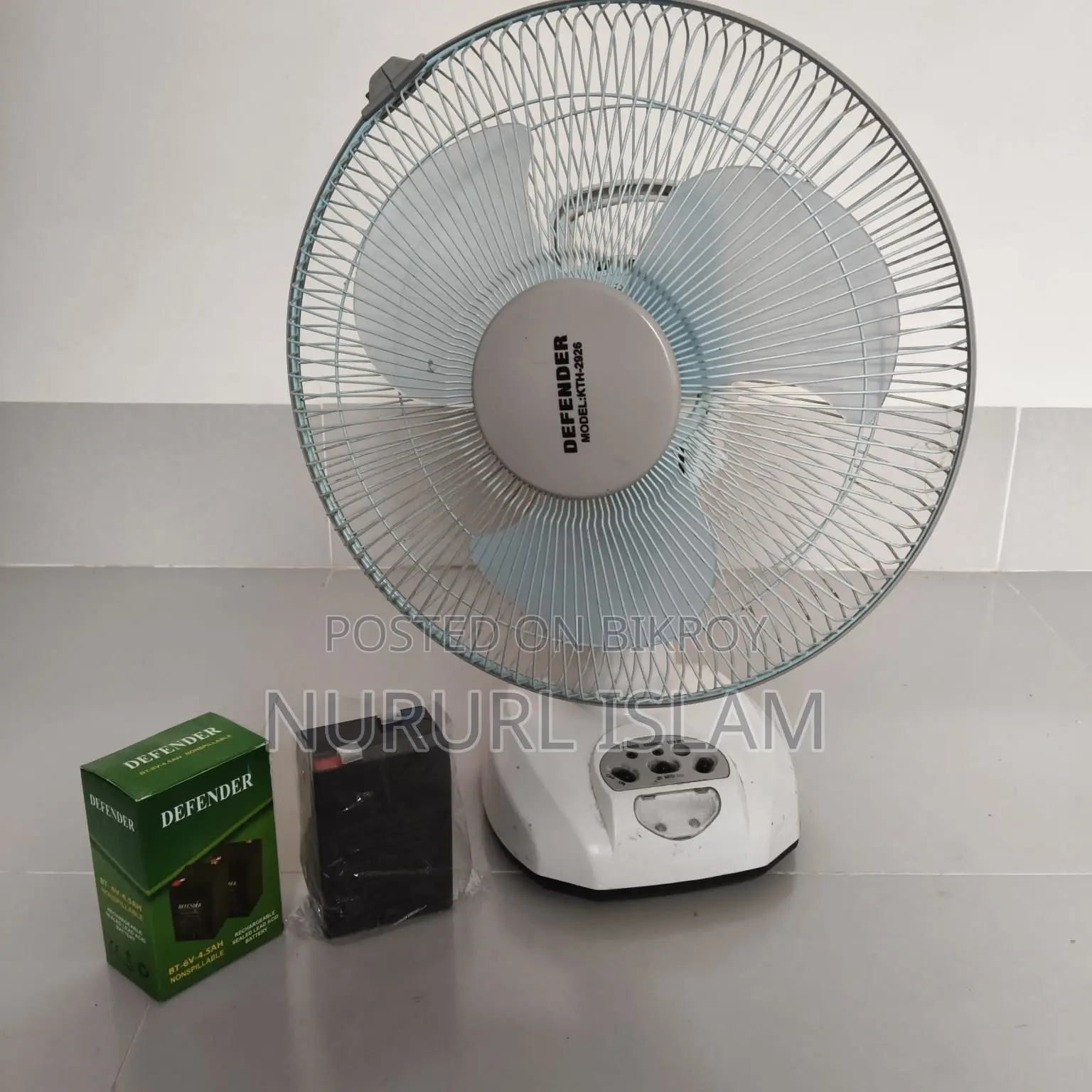 Defender Rechargeable Fan 12 Inch With New 6v Battery