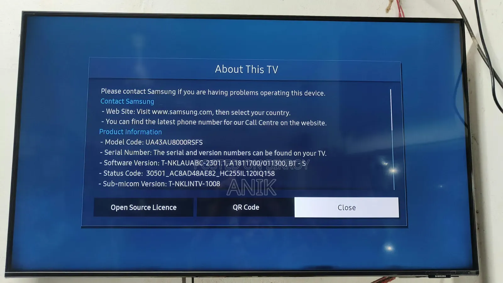 Samsung AU8000 43 Inch 4K Voice Control Smart LED TV