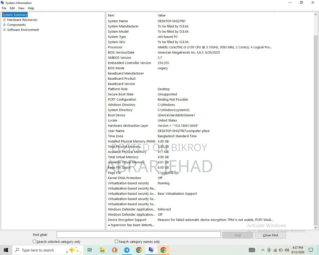 Desktop Computer 4GB Intel Core i3 SSD 128GB