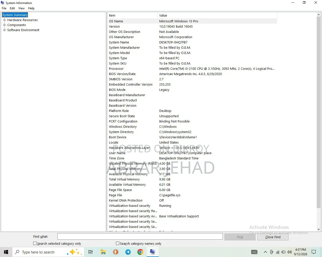 Desktop Computer 4GB Intel Core i3 SSD 128GB
