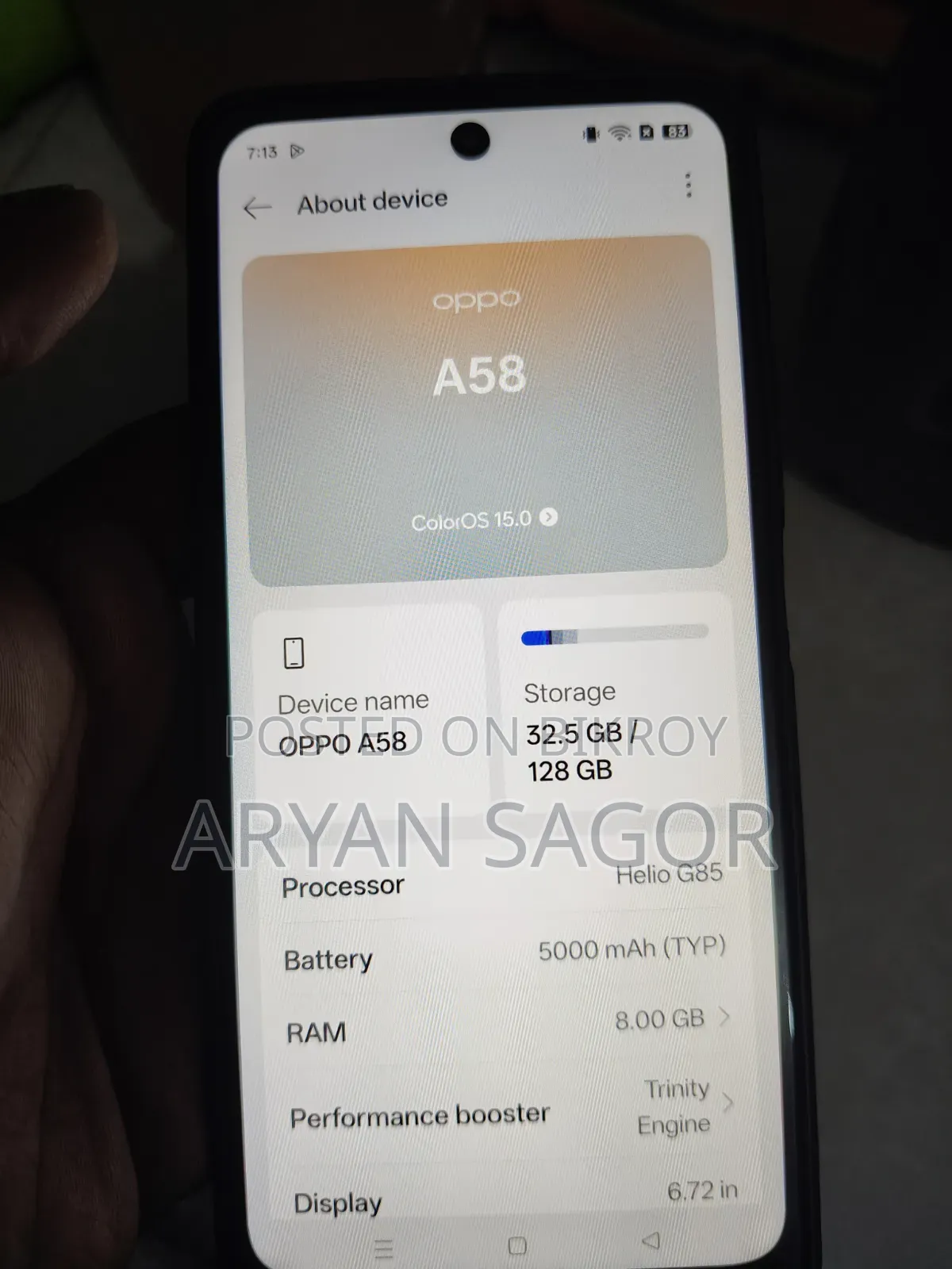 অপ্পো এ৫৮ ১২৮ জিবি ব্লু