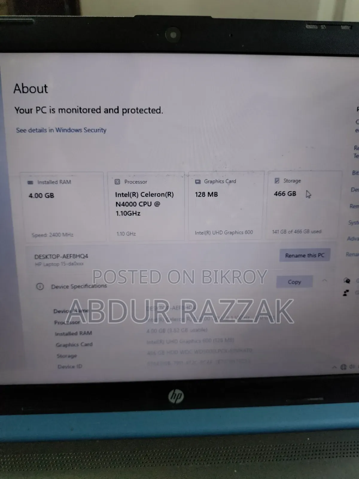 ল্যাপটপ HP Pavilion Gaming Laptop 15-dk2xxx ৪ জিবি ইন্টেল সেলেরন এইচডিডি ৫১২ জিবি